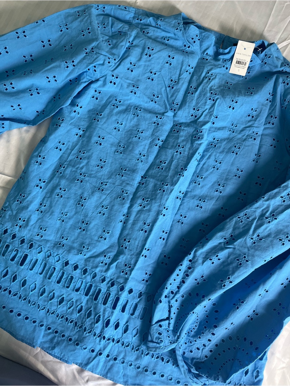 Ann Taylor Turquoise Eyelet Blouse